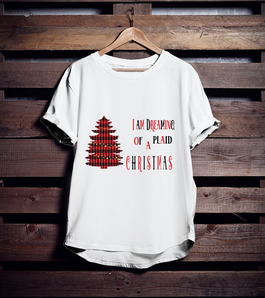 I Am Dreaming Of A Plaid Christmas Tree With Festive Red Black T-Shirt
