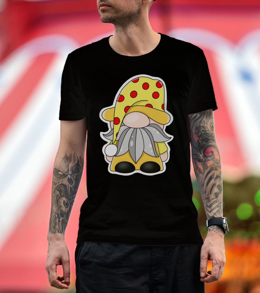 Funny Gnomes Yellow Red Polka Dot Hat T-Shirt