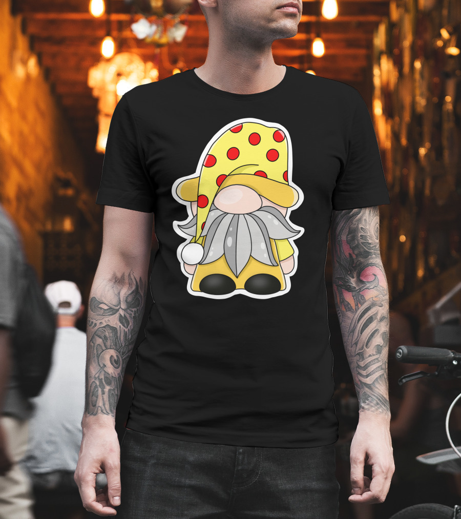 Funny Gnomes Yellow Red Polka Dot Hat T-Shirt