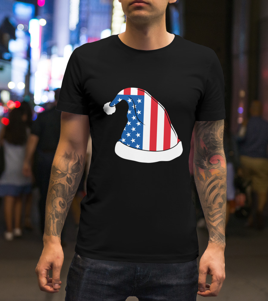 USA Flag Santa Hat Christmas Hat T-Shirt