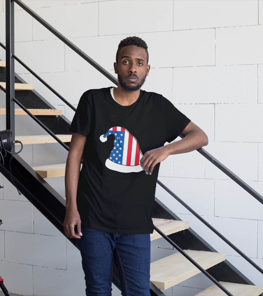 USA Flag Santa Hat Christmas Hat T-Shirt