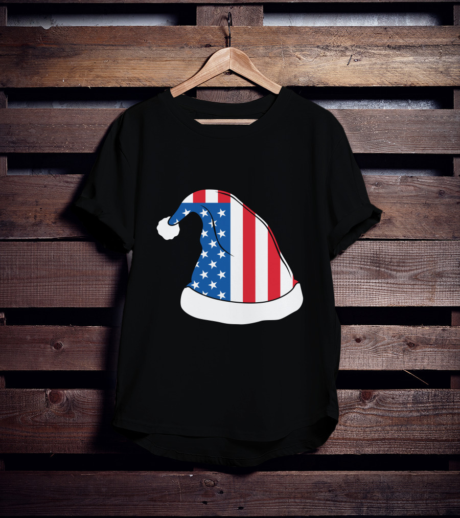 USA Flag Santa Hat Christmas Hat T-Shirt