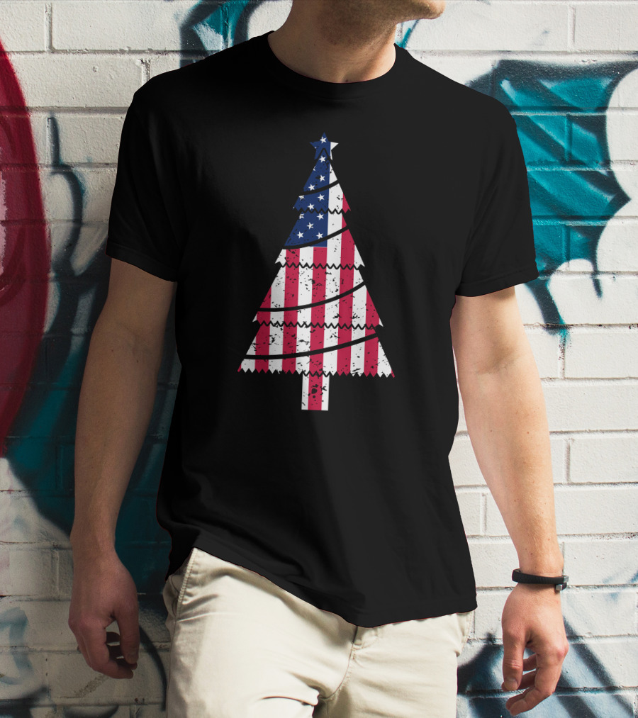 USA Flag Christmas Tree T-Shirt