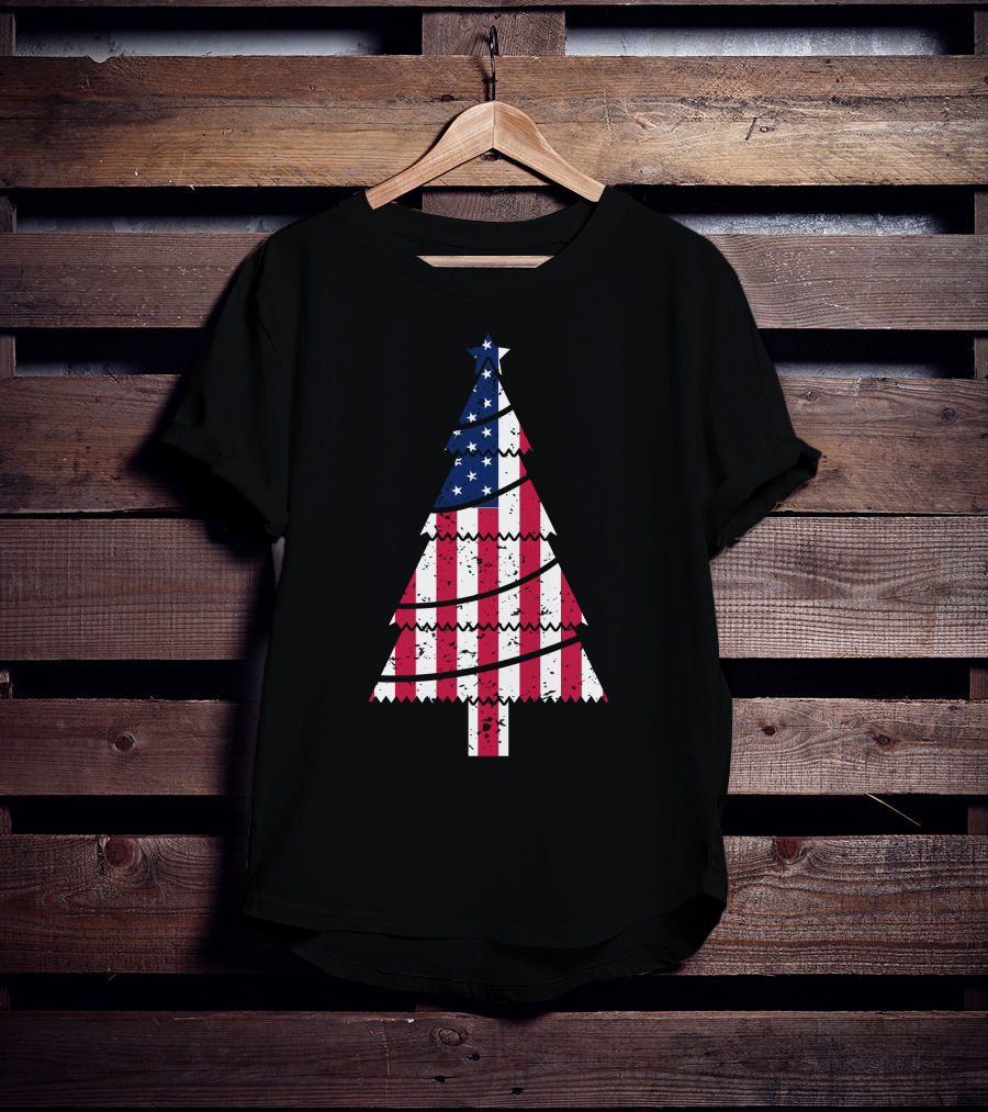 USA Flag Christmas Tree T-Shirt