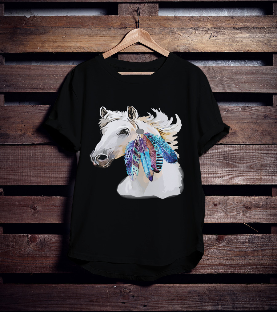 Horse Boho Feathers Vibrant Mane T-Shirt