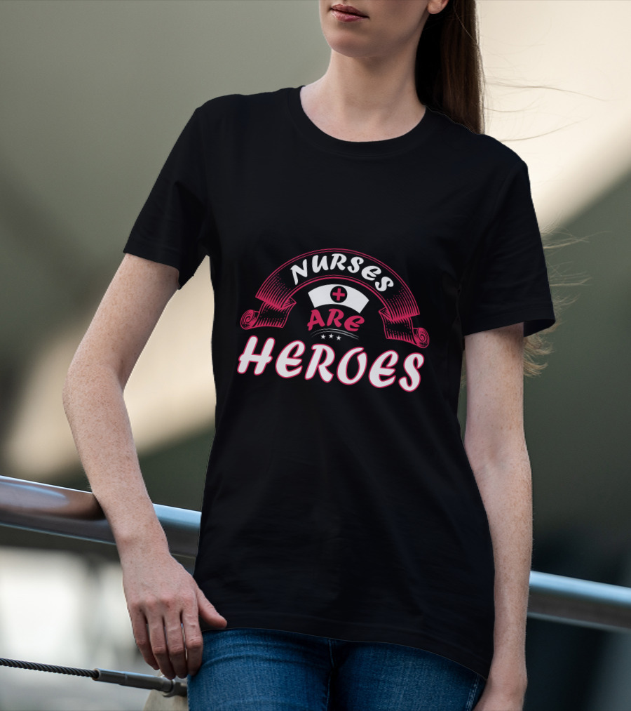 Nurses Are Heroes Red Cross Nurse Hat T-Shirt