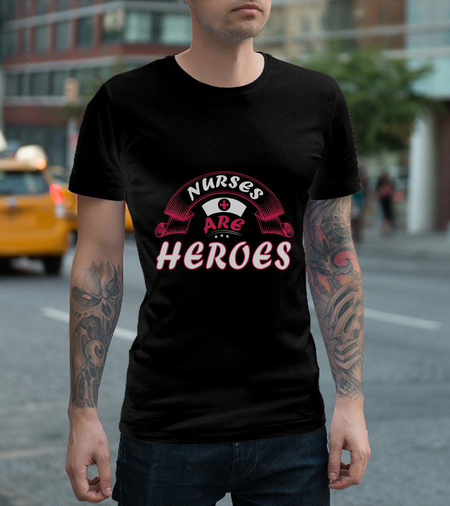 Nurses Are Heroes Red Cross Nurse Hat T-Shirt