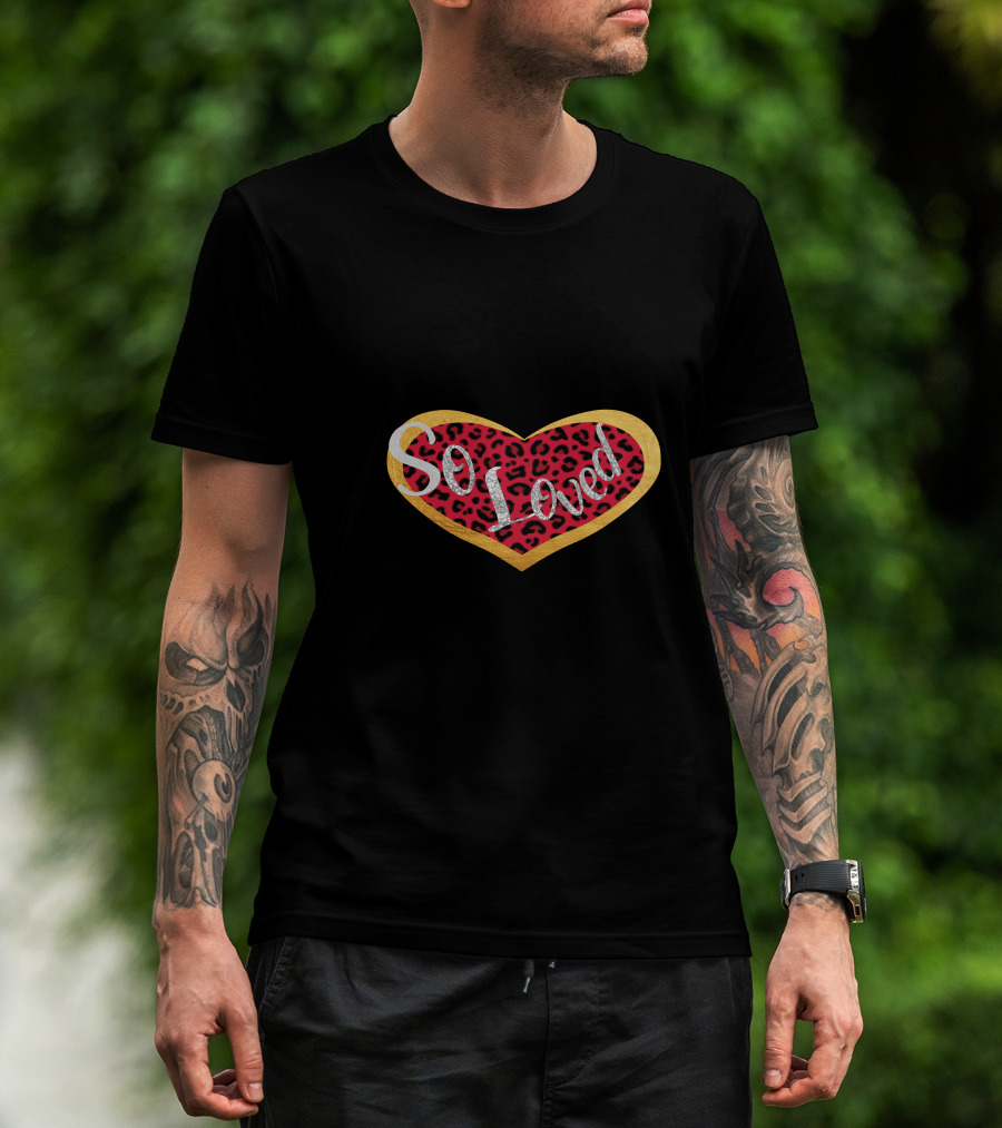 So Loved Heart Red Leopard Valentine's Day T-Shirt