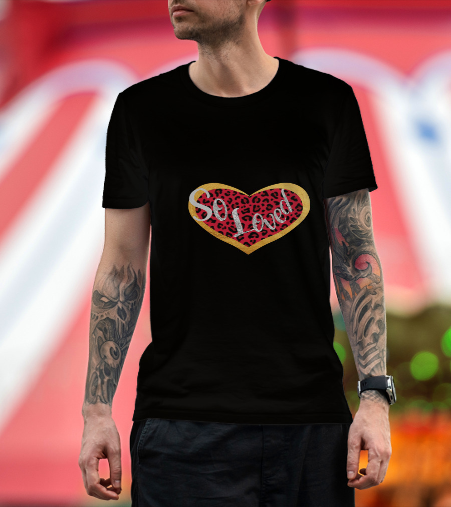 So Loved Heart Red Leopard Valentine's Day T-Shirt