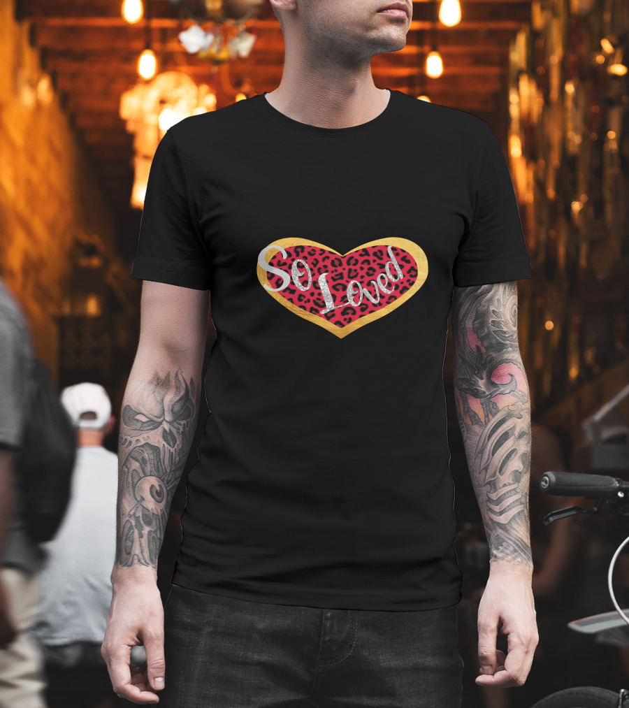 So Loved Heart Red Leopard Valentine's Day T-Shirt