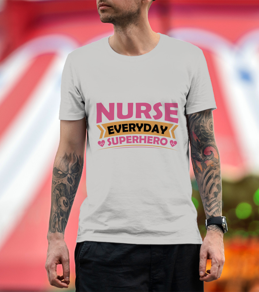 Nurse Everyday Superhero Heartbeat Icons T-Shirt