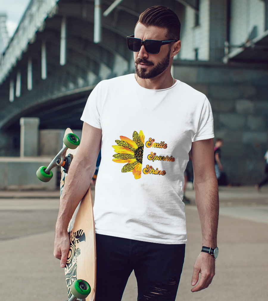Smile Sparkle Shine Sunflower Blossom Burst T-Shirt