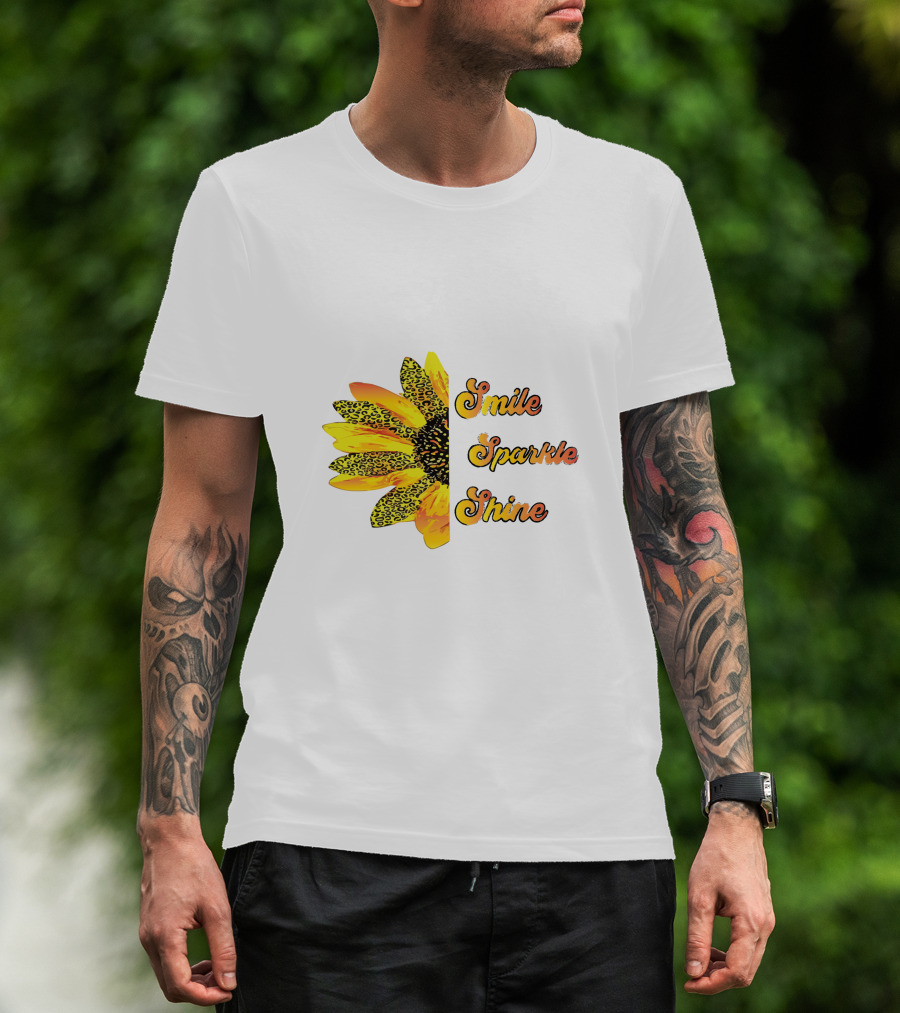 Smile Sparkle Shine Sunflower Blossom Burst T-Shirt