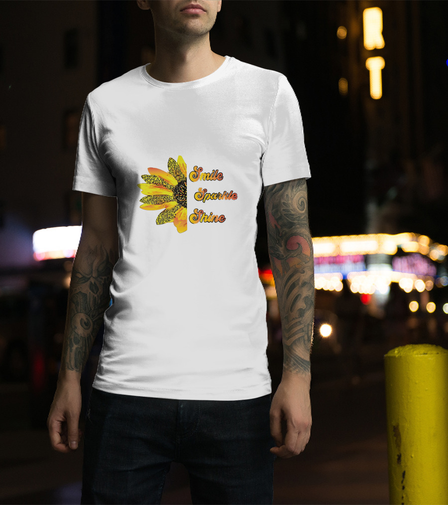 Smile Sparkle Shine Sunflower Blossom Burst T-Shirt