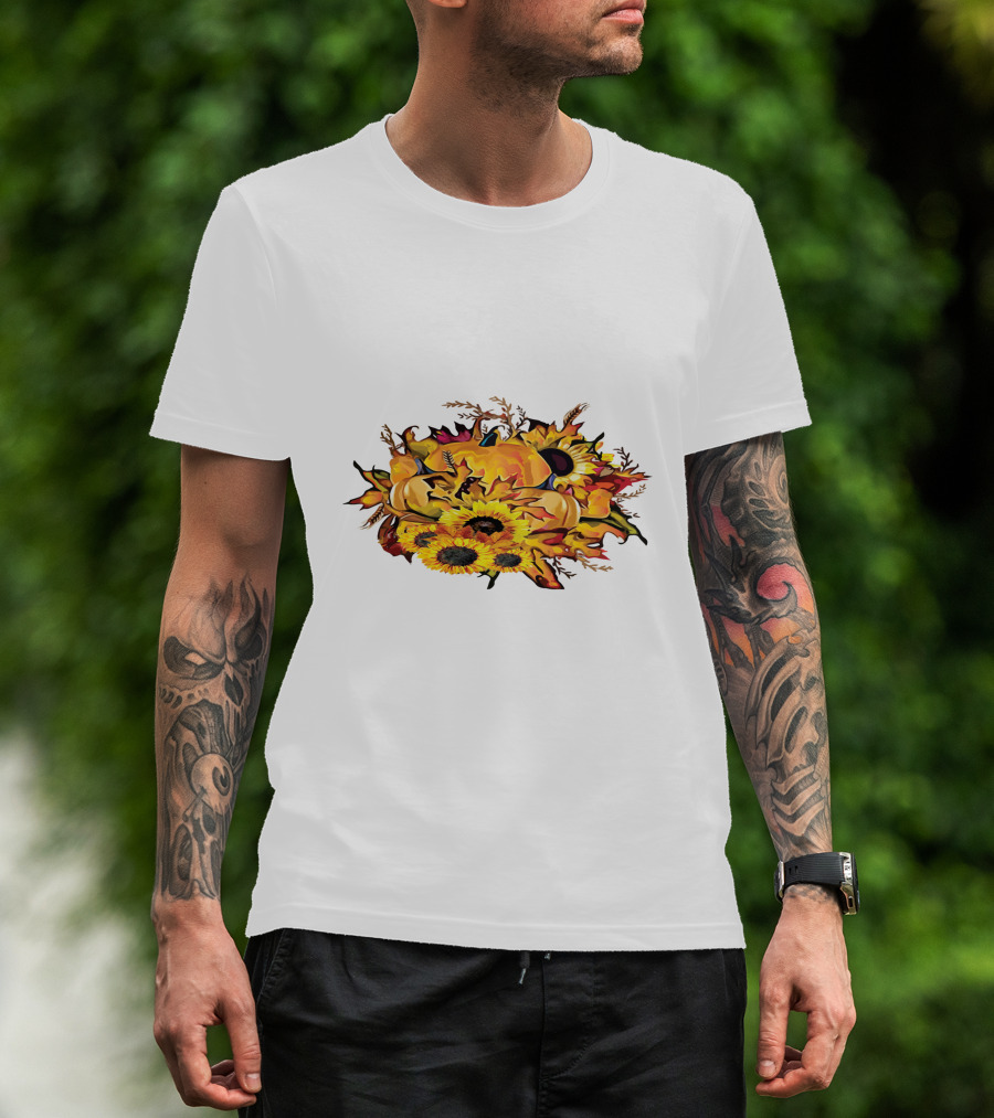 Thanksgiving Pumpkins Sunflower Fall Harvest Arrangement T-Shirt