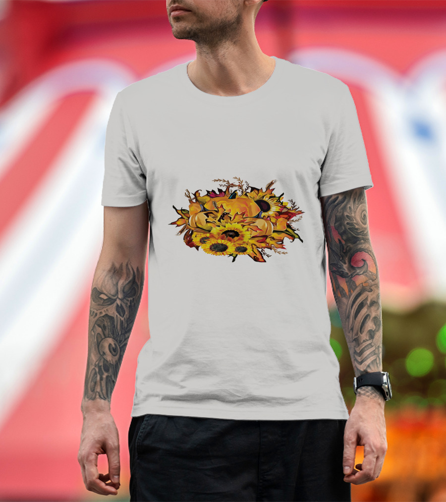 Thanksgiving Pumpkins Sunflower Fall Harvest Arrangement T-Shirt