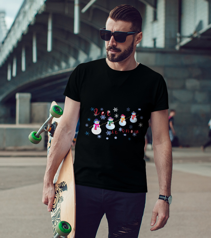 Let It Snow Christmas Snowmen And Snowflakes T-Shirt