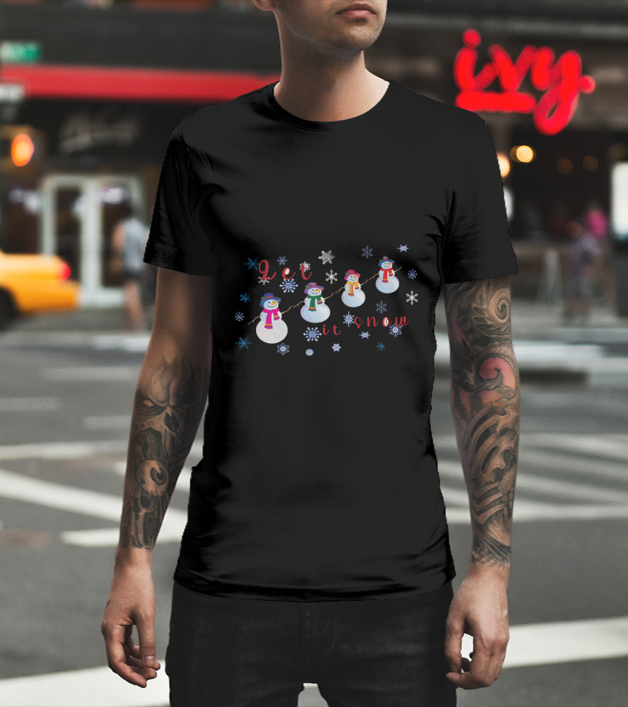 Let It Snow Christmas Snowmen And Snowflakes T-Shirt