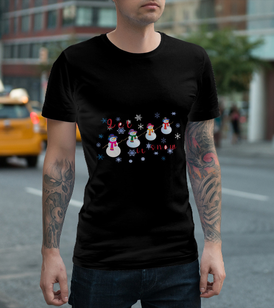 Let It Snow Christmas Snowmen And Snowflakes T-Shirt