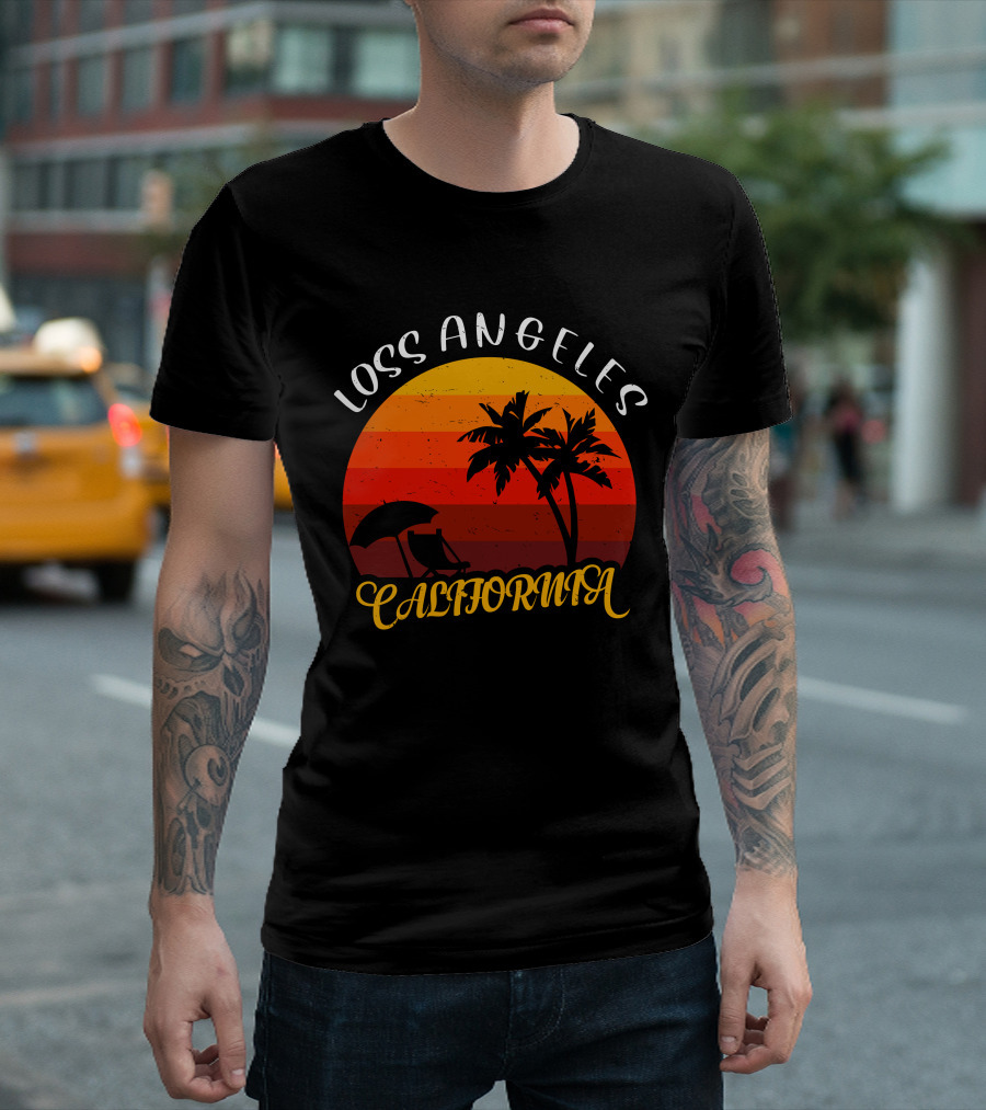 Loss Angeles California Sunset Palm Trees T-Shirt