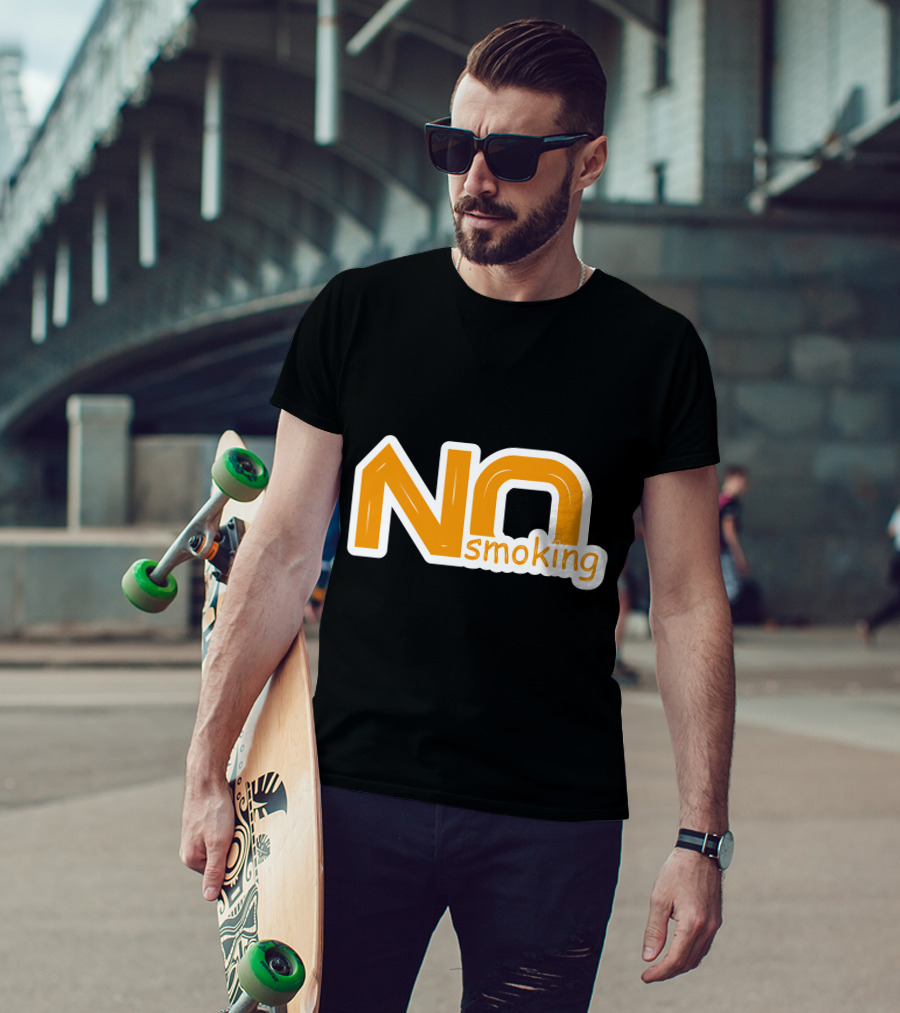 NO Smoking Style Bold Orange Text T-Shirt