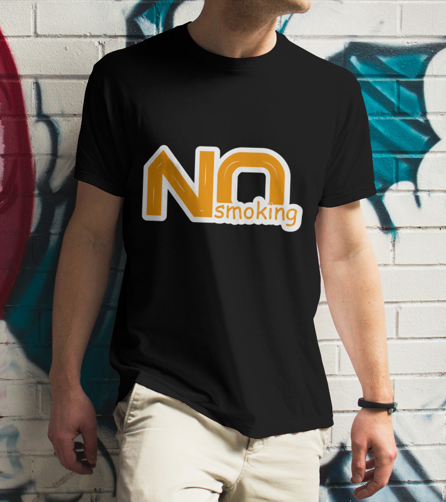 NO Smoking Style Bold Orange Text T-Shirt