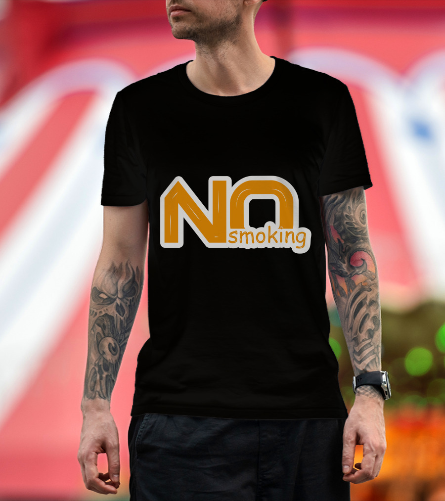 NO Smoking Style Bold Orange Text T-Shirt
