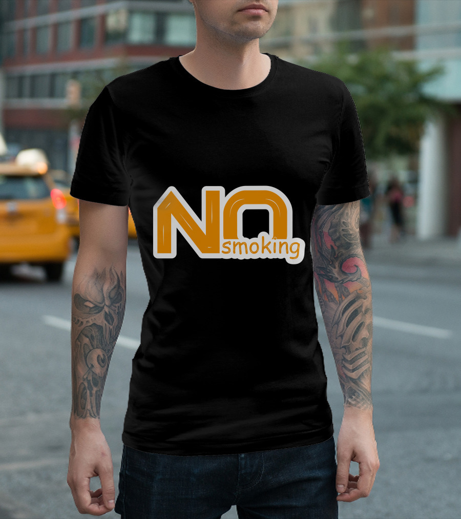 NO Smoking Style Bold Orange Text T-Shirt