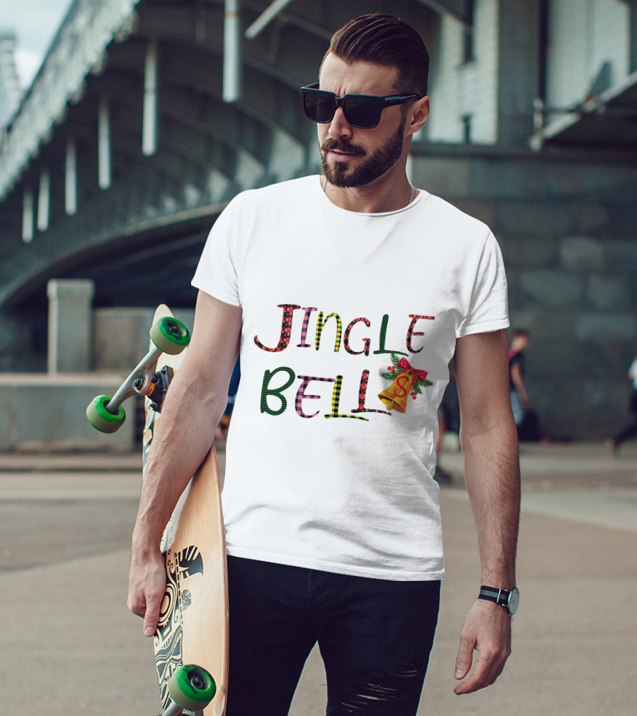 Jingle Bell Holiday Pattern With Festive Bow And Holly T-Shirt