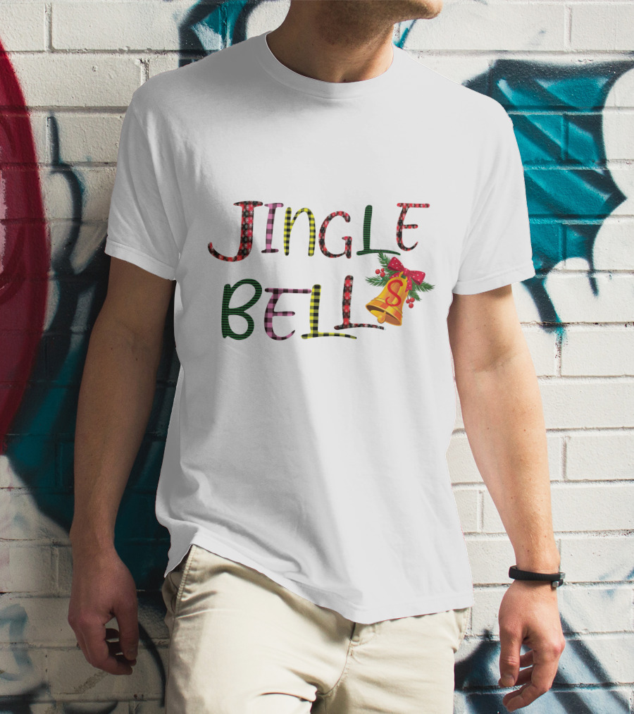 Jingle Bell Holiday Pattern With Festive Bow And Holly T-Shirt