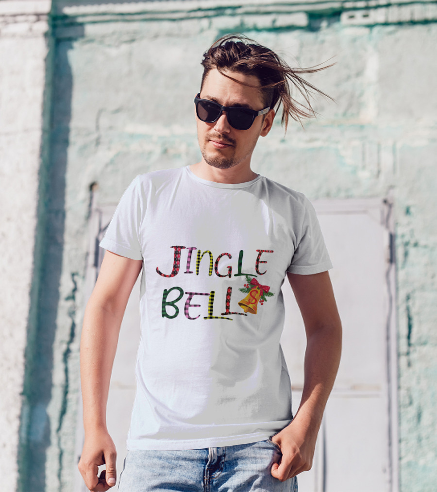 Jingle Bell Holiday Pattern With Festive Bow And Holly T-Shirt