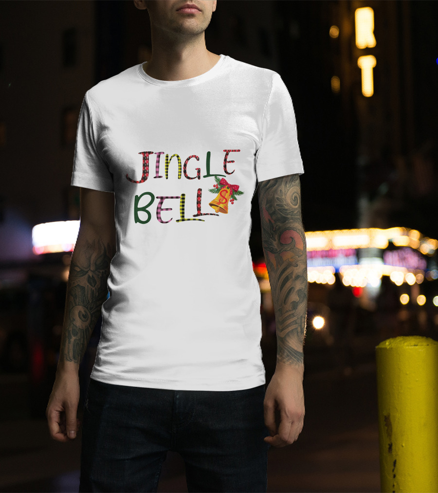 Jingle Bell Holiday Pattern With Festive Bow And Holly T-Shirt