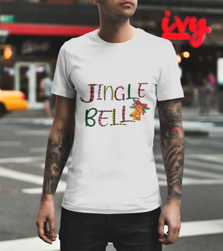 Jingle Bell Holiday Pattern With Festive Bow And Holly T-Shirt