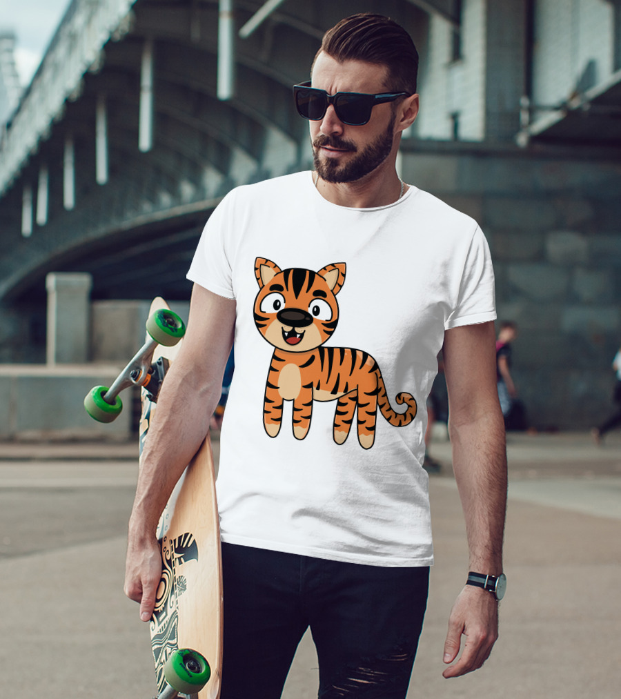 Adorable Striped Cartoon Baby Tiger T-Shirt