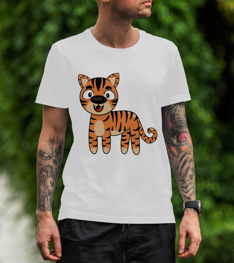 Adorable Striped Cartoon Baby Tiger T-Shirt