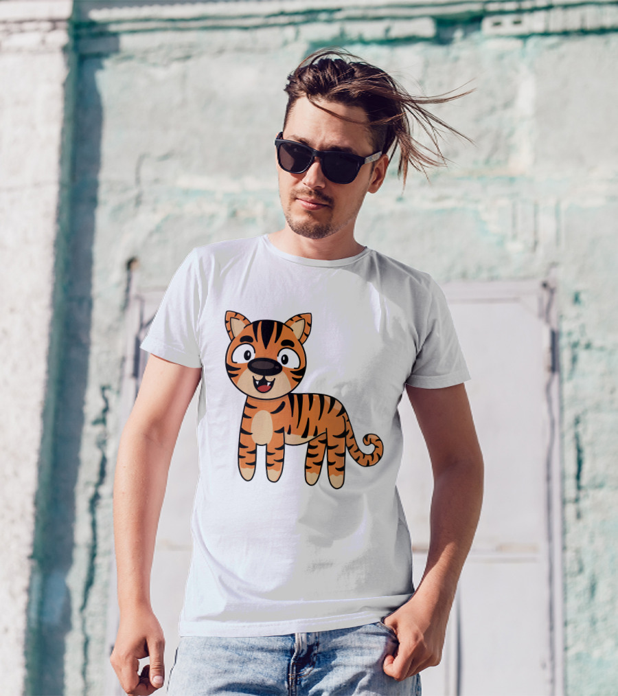 Adorable Striped Cartoon Baby Tiger T-Shirt