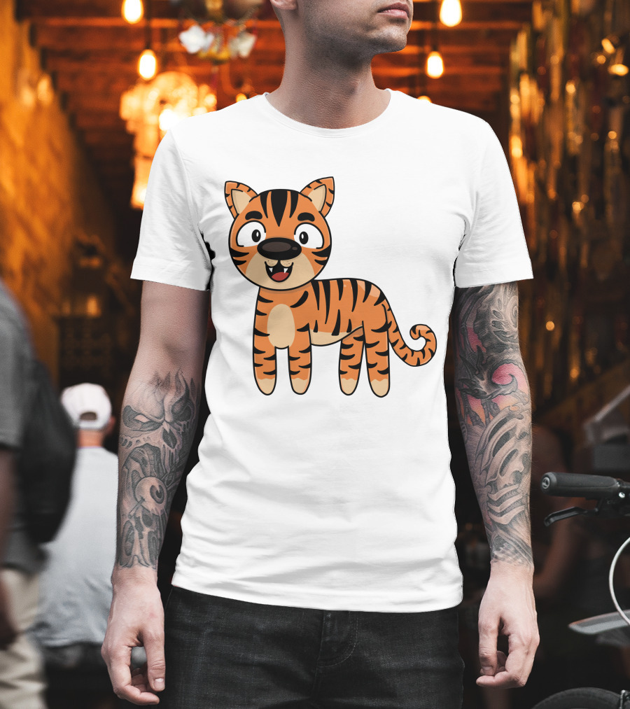 Adorable Striped Cartoon Baby Tiger T-Shirt