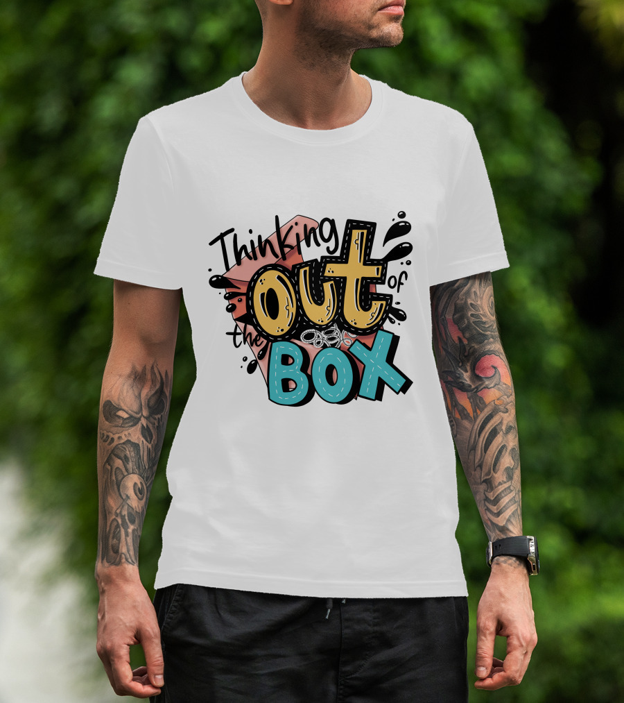 Thinking Out Of The Box Creative Typography T-Shirt