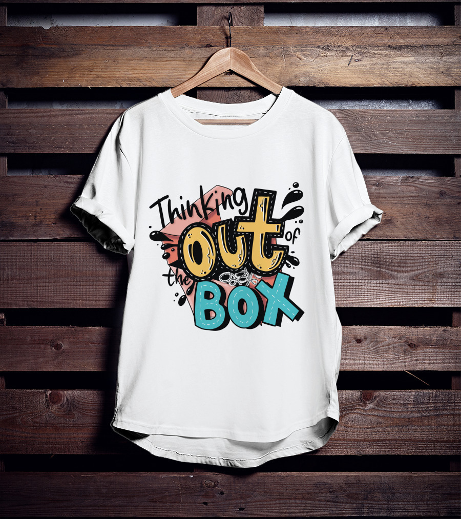 Thinking Out Of The Box Creative Typography T-Shirt