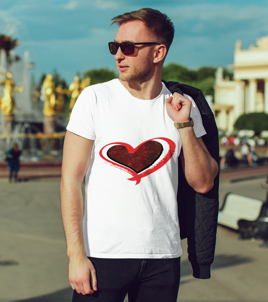 Valentines Day Heart Red Sparkle T-Shirt