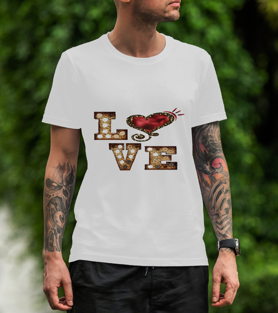 Valentines Day Leopard Heart Love T-Shirt