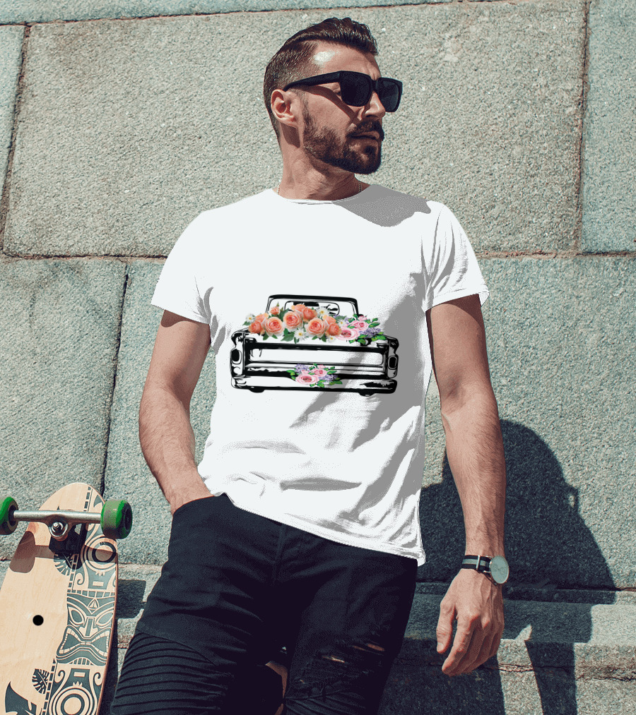 Vintage Truck Floral Arrangement T-Shirt