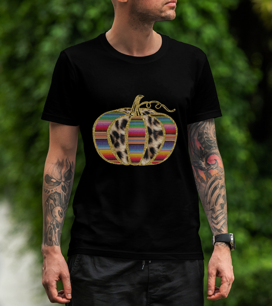 Leopard Serape Pattern Pumpkin T-Shirt