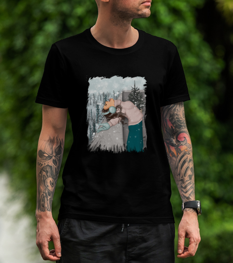 Best Wish In Winter Embracing Snowfall In Forest Scene T-Shirt