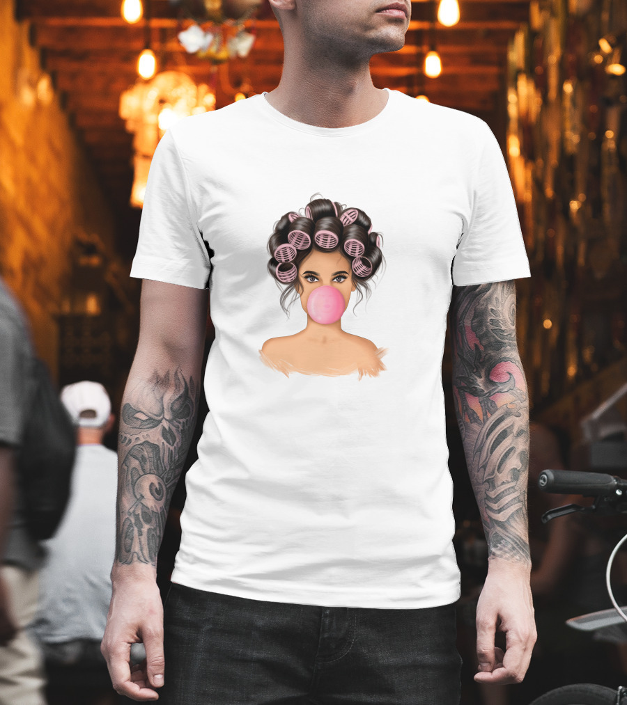 Bubble Gum Girl Hair Curlers T-Shirt