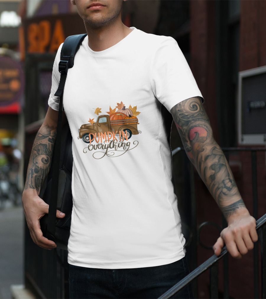 Pumpkin Everything Fall Truck With Leaves T-Shirt