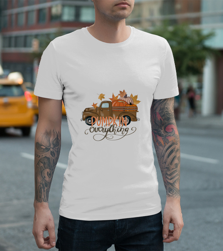 Pumpkin Everything Fall Truck With Leaves T-Shirt