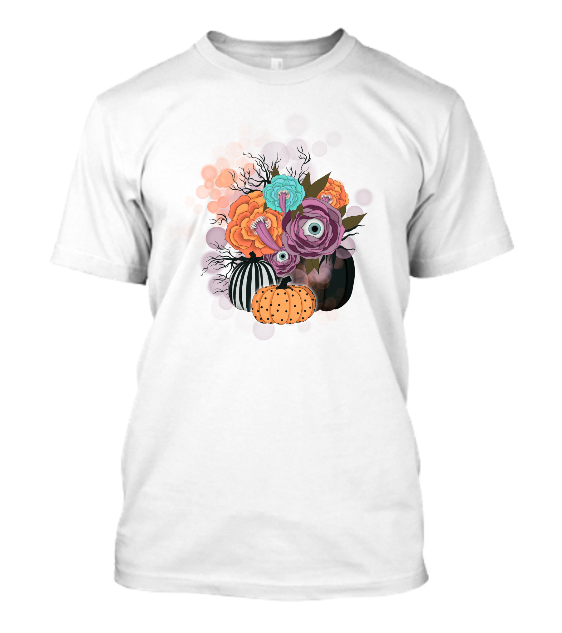 Whimsical Halloween Pumpkin Floral Arrangement With Eyeball Flowers T-Shirt