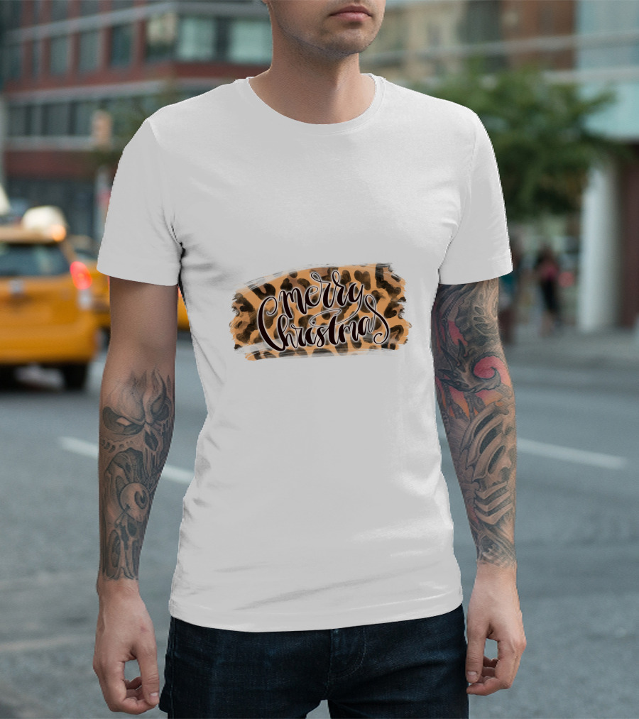 Merry Christmas Leopard Pattern Wild T-Shirt