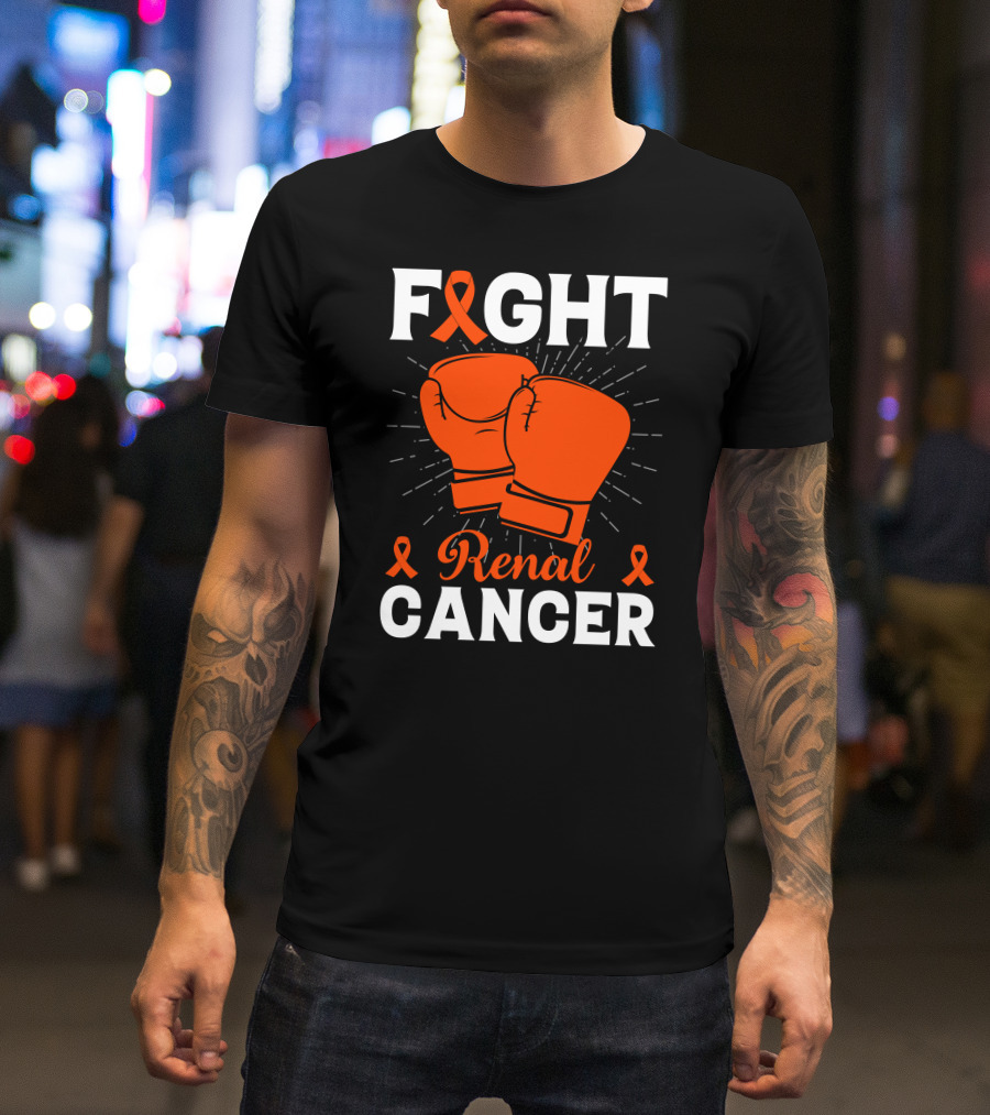 FIGHT RENAL CANCER ORANGE RIBBON BOXING GLOVES T-Shirt